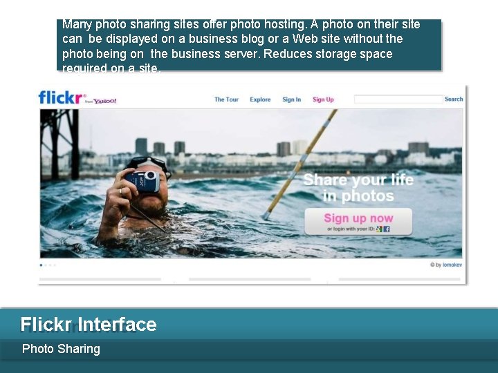 Many photo sharing sites offer photo hosting. A photo on their site can be