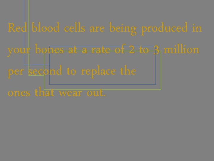 Red blood cells are being produced in your bones at a rate of 2