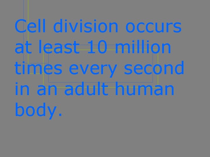 Cell division occurs at least 10 million times every second in an adult human