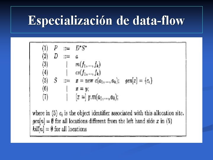 Especialización de data-flow Especialización de data-flow