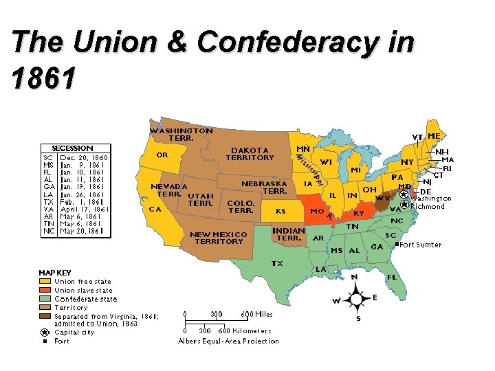 The Union & Confederacy in 1861 