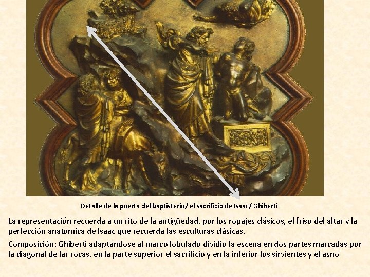 Detalle de la puerta del baptisterio/ el sacrificio de Isaac/ Ghiberti La representación recuerda