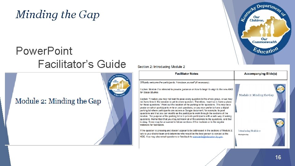 Minding the Gap Power. Point Facilitator’s Guide 16 