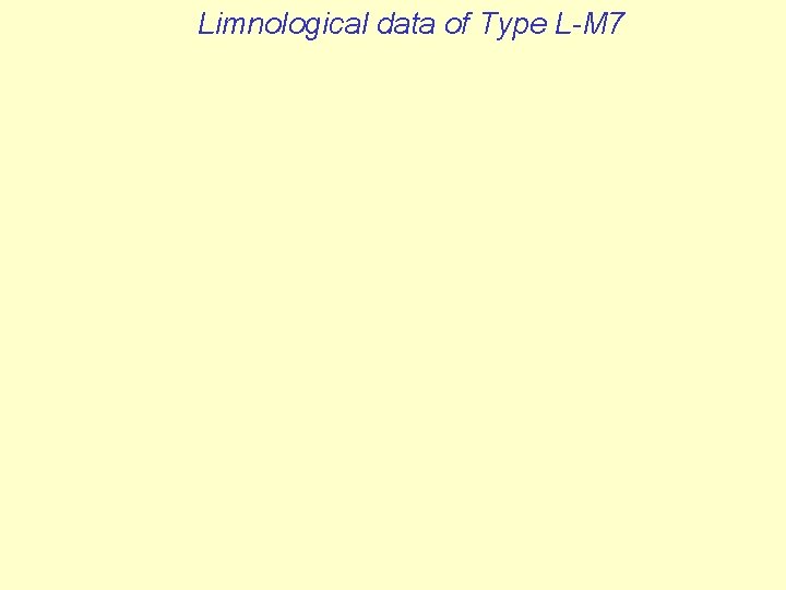 Limnological data of Type L-M 7 