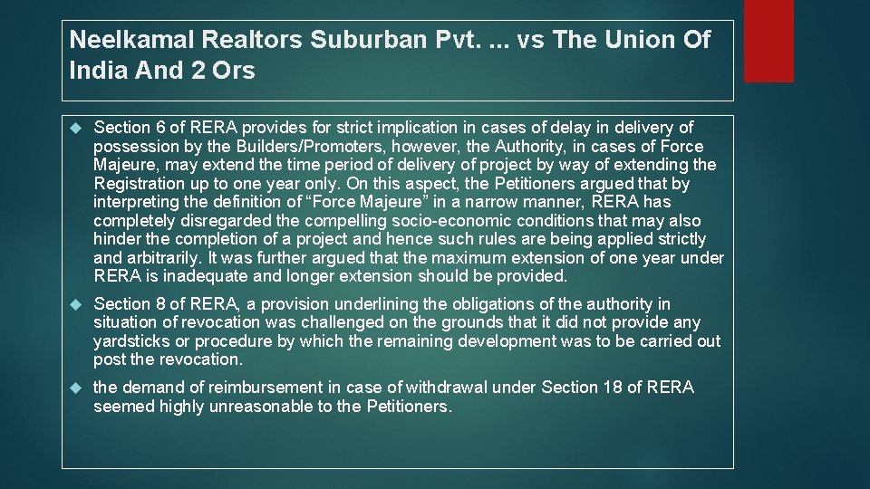 Neelkamal Realtors Suburban Pvt. . vs The Union Of India And 2 Ors Section