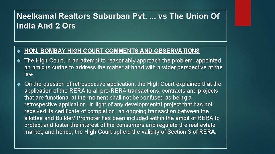 Neelkamal Realtors Suburban Pvt. . vs The Union Of India And 2 Ors HON.