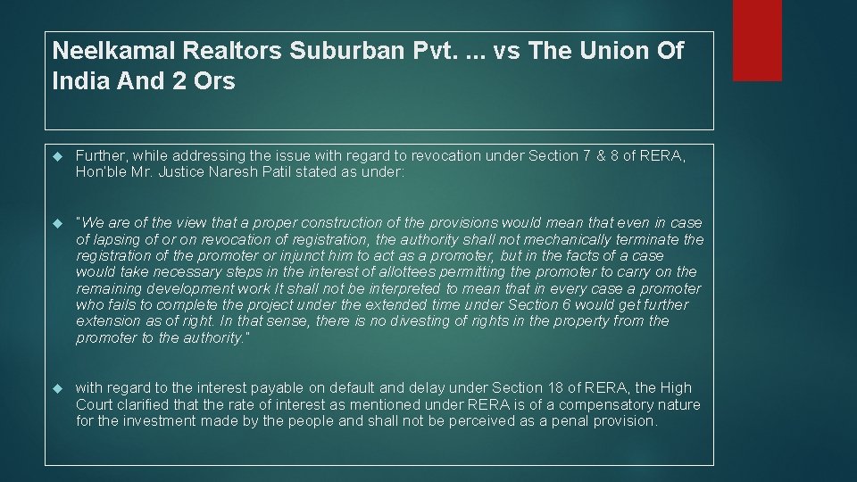 Neelkamal Realtors Suburban Pvt. . vs The Union Of India And 2 Ors Further,