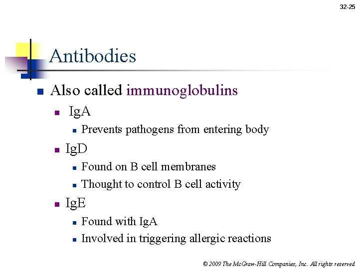 32 -25 Antibodies n Also called immunoglobulins n Ig. A n n Ig. D