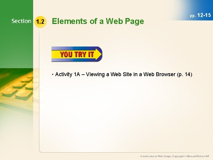 1. 2 Elements of a Web Page pp. • Activity 1 A – Viewing