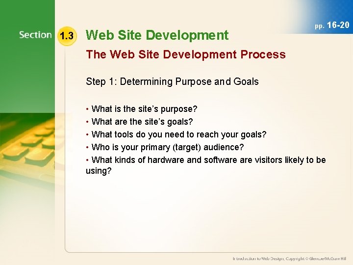 1. 3 Web Site Development pp. The Web Site Development Process Step 1: Determining