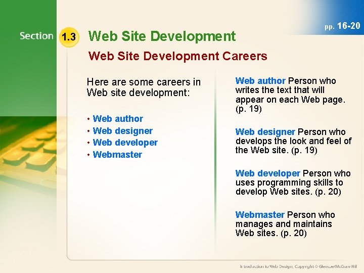 1. 3 pp. Web Site Development 16 -20 Web Site Development Careers Here are