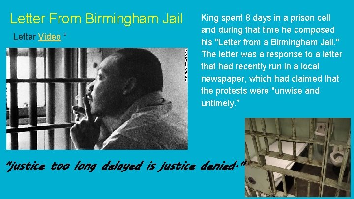 Letter From Birmingham Jail Letter Video * King spent 8 days in a prison