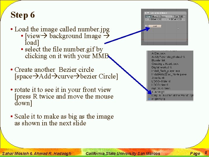 Step 6 • Load the image called number. jpg • [view background Image load]