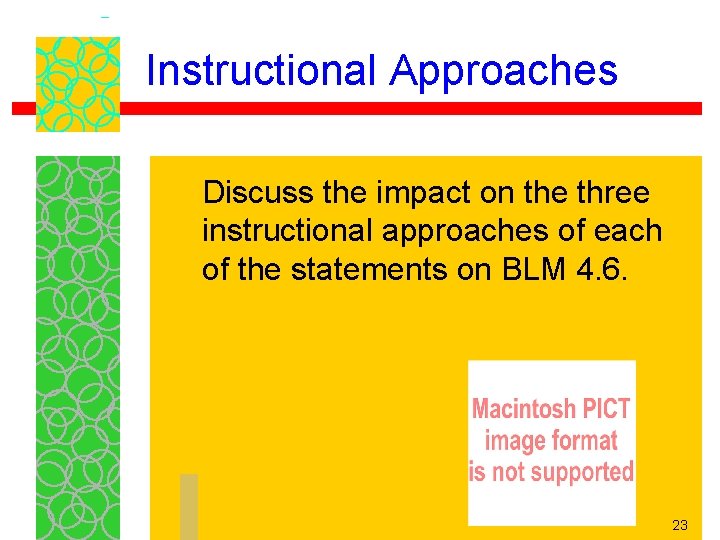 Instructional Approaches Discuss the impact on the three instructional approaches of each of the
