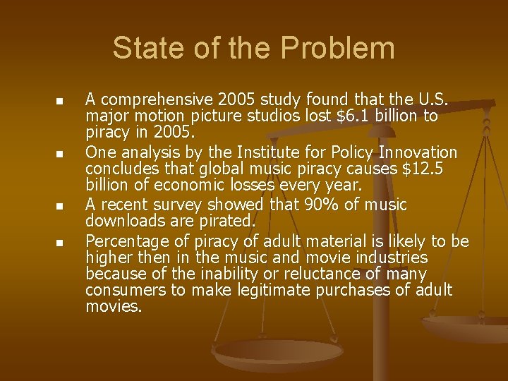 State of the Problem n n A comprehensive 2005 study found that the U.