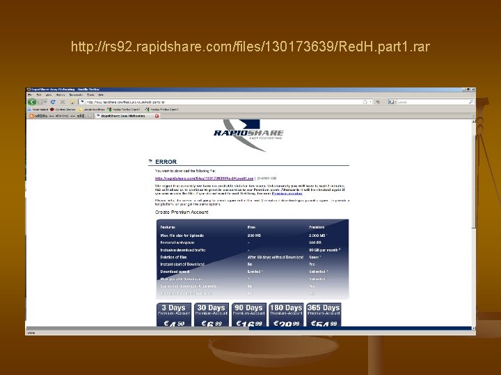 http: //rs 92. rapidshare. com/files/130173639/Red. H. part 1. rar 