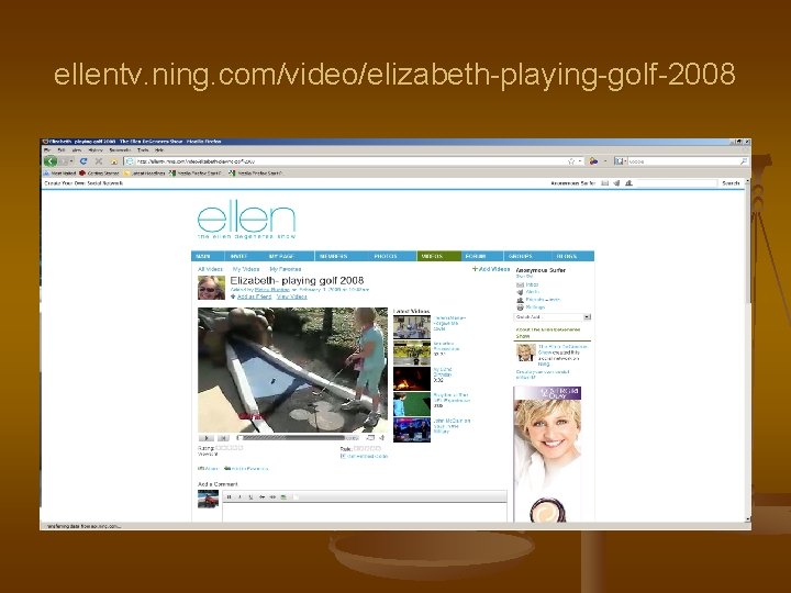 ellentv. ning. com/video/elizabeth-playing-golf-2008 
