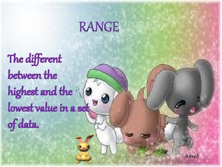 The different between the highest and the lowest value in a set of data.