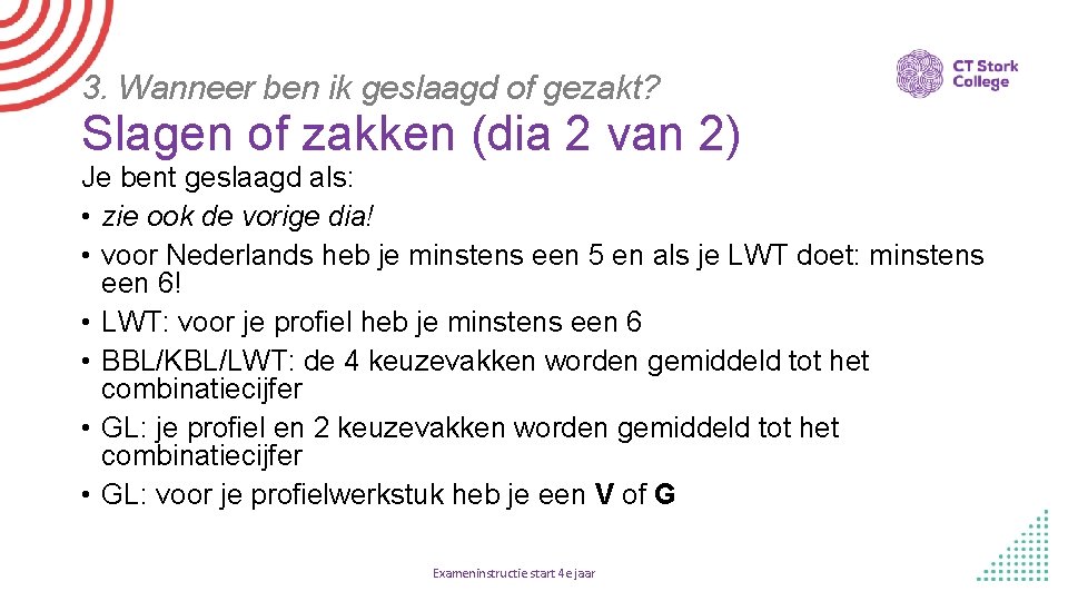 3. Wanneer ben ik geslaagd of gezakt? Slagen of zakken (dia 2 van 2)