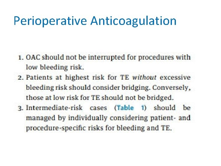 Perioperative Anticoagulation 