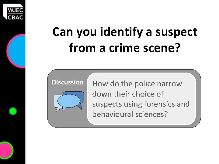 Can you identify a suspect from a crime scene? Discussion How do the police