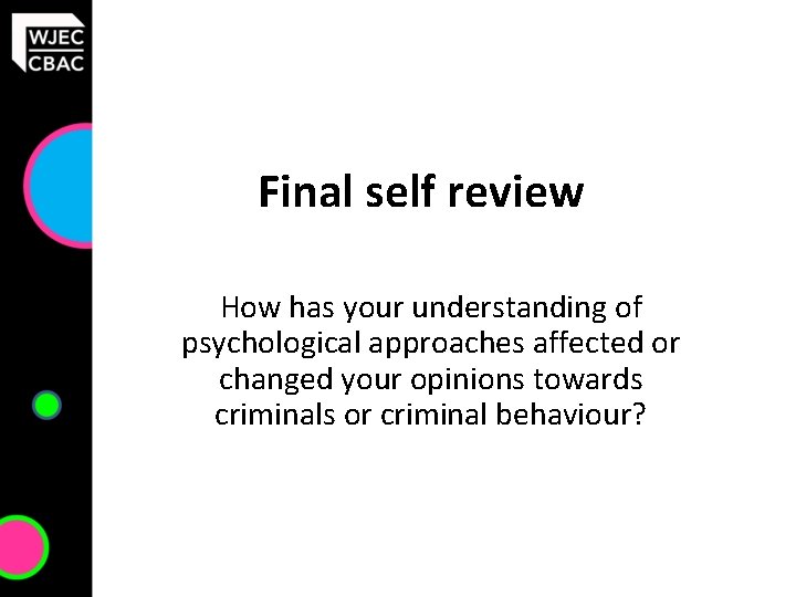 Final self review How has your understanding of psychological approaches affected or changed your