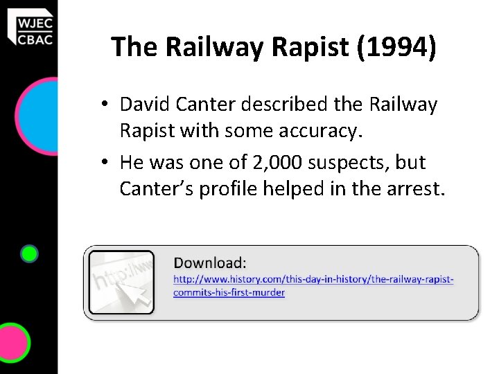 The Railway Rapist (1994) • David Canter described the Railway Rapist with some accuracy.