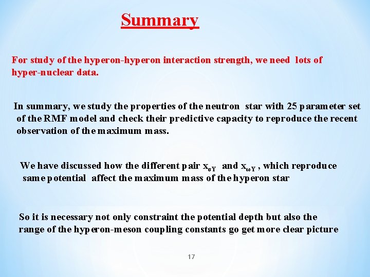 Summary For study of the hyperon-hyperon interaction strength, we need lots of hyper-nuclear data.