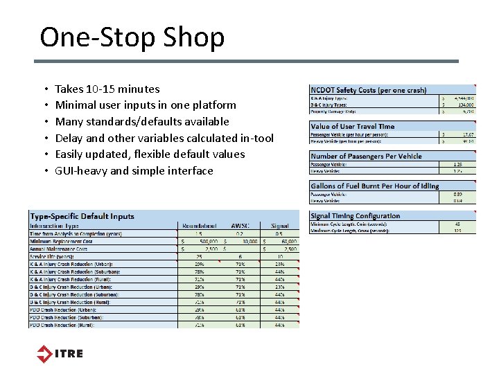 One-Stop Shop • • • Takes 10 -15 minutes Minimal user inputs in one One-Stop Shop • • • Takes 10 -15 minutes Minimal user inputs in one