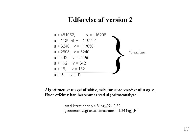 Udførelse af version 2 u = 461952, v = 116298 u = 113058, v