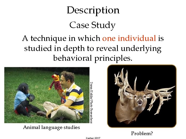 Description Case Study A technique in which one individual is studied in depth to