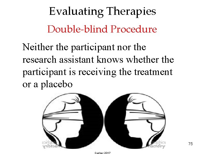 Evaluating Therapies Double-blind Procedure Neither the participant nor the research assistant knows whether the