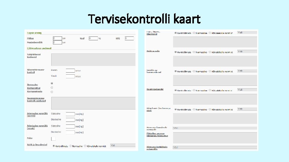 Tervisekontrolli kaart 