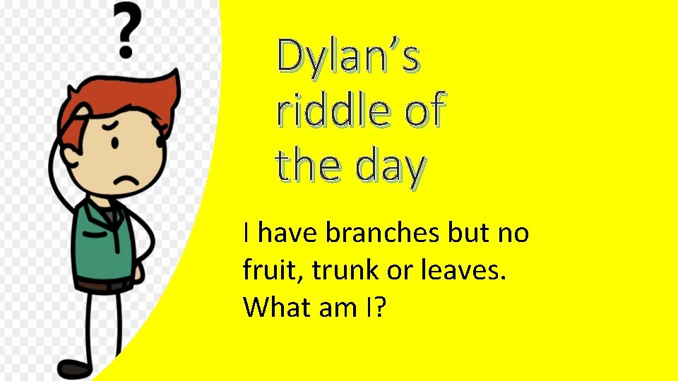 Dylan’s riddle of the day I have branches but no fruit, trunk or leaves.