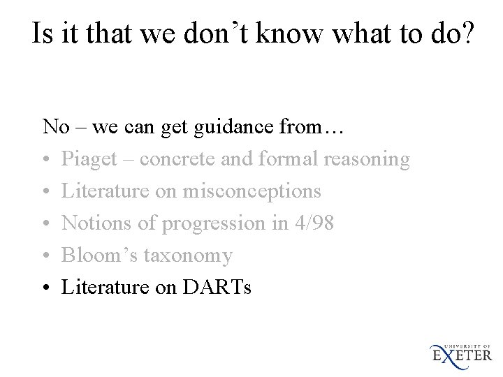 Is it that we don’t know what to do? No – we can get