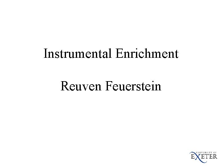 Instrumental Enrichment Reuven Feuerstein 