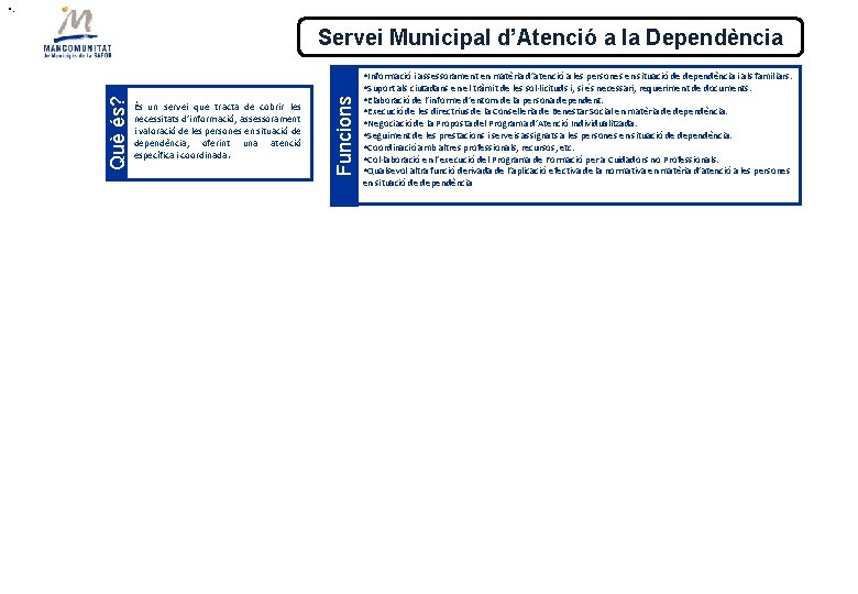  • . És un servei que tracta de cobrir les necessitats d’informació, assessorament