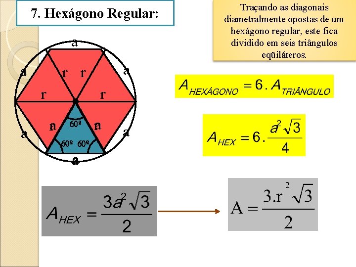 7. Hexágono Regular: a a r r ra 60º 60º a ra a Traçando