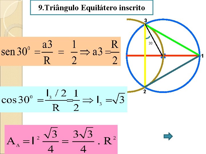 9. Triângulo Equilátero inscrito 3 30 1 2 