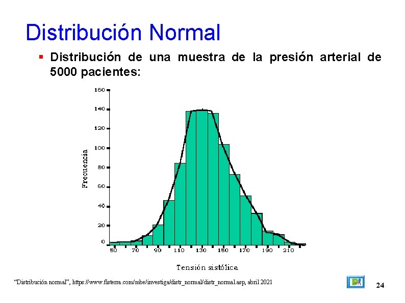 Distribución Normal Distribución de una muestra de la presión arterial de 5000 pacientes: “Distribución