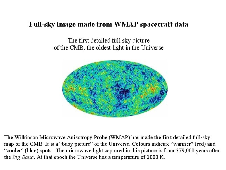 Full-sky image made from WMAP spacecraft data The first detailed full sky picture of Full-sky image made from WMAP spacecraft data The first detailed full sky picture of