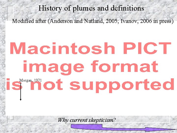 History of plumes and definitions Modified after (Anderson and Natland, 2005; Ivanov, 2006 in