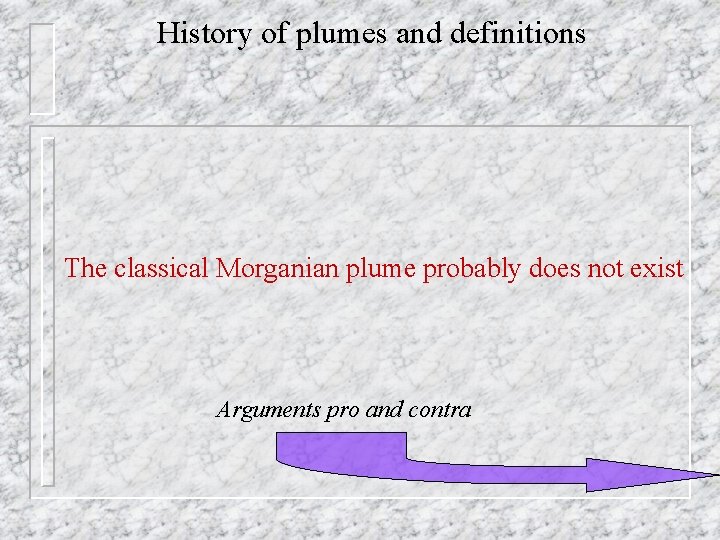 History of plumes and definitions The classical Morganian plume probably does not exist Arguments