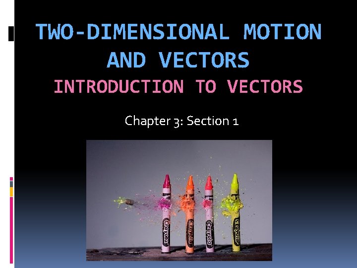 TWO-DIMENSIONAL MOTION AND VECTORS INTRODUCTION TO VECTORS Chapter 3: Section 1 