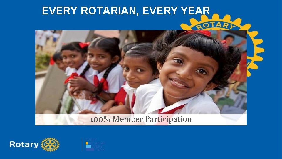 EVERY ROTARIAN, EVERY YEAR 100% Member Participation 
