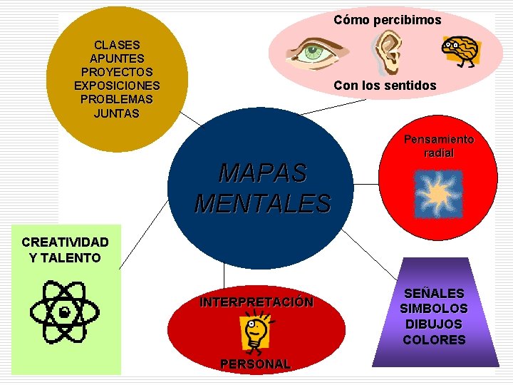 Cómo percibimos CLASES APUNTES PROYECTOS EXPOSICIONES PROBLEMAS JUNTAS Con los sentidos MAPAS MENTALES Pensamiento Cómo percibimos CLASES APUNTES PROYECTOS EXPOSICIONES PROBLEMAS JUNTAS Con los sentidos MAPAS MENTALES Pensamiento