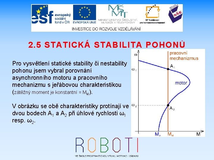 2. 5 STATICKÁ STABILITA POHONŮ Pro vysvětlení statické stability či nestability pohonu jsem vybral