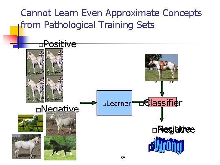 Cannot Learn Even Approximate Concepts from Pathological Training Sets p p Positive Negative p