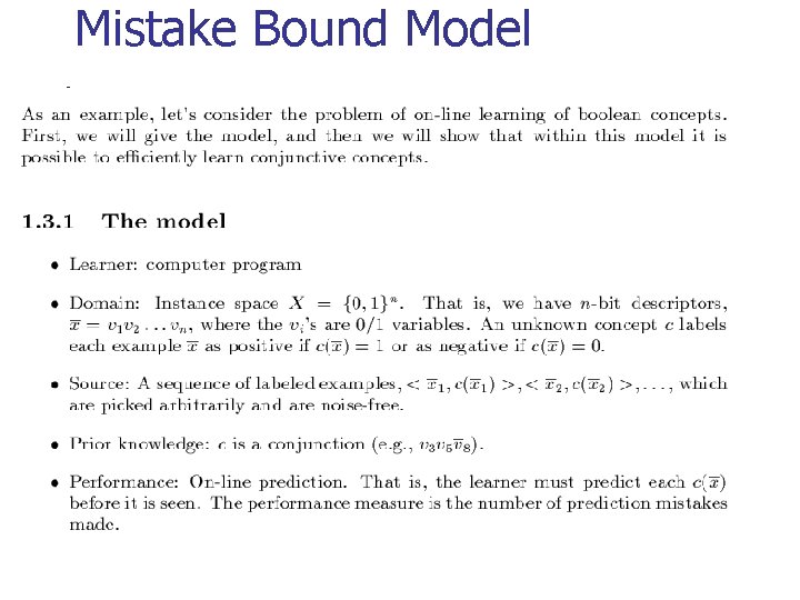 Mistake Bound Model 