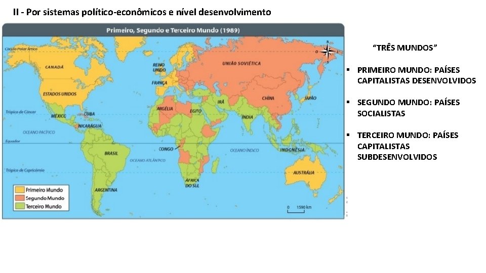 II - Por sistemas político-econômicos e nível desenvolvimento “TRÊS MUNDOS” § PRIMEIRO MUNDO: PAÍSES